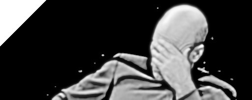 Black and white version of a Picard facepalm